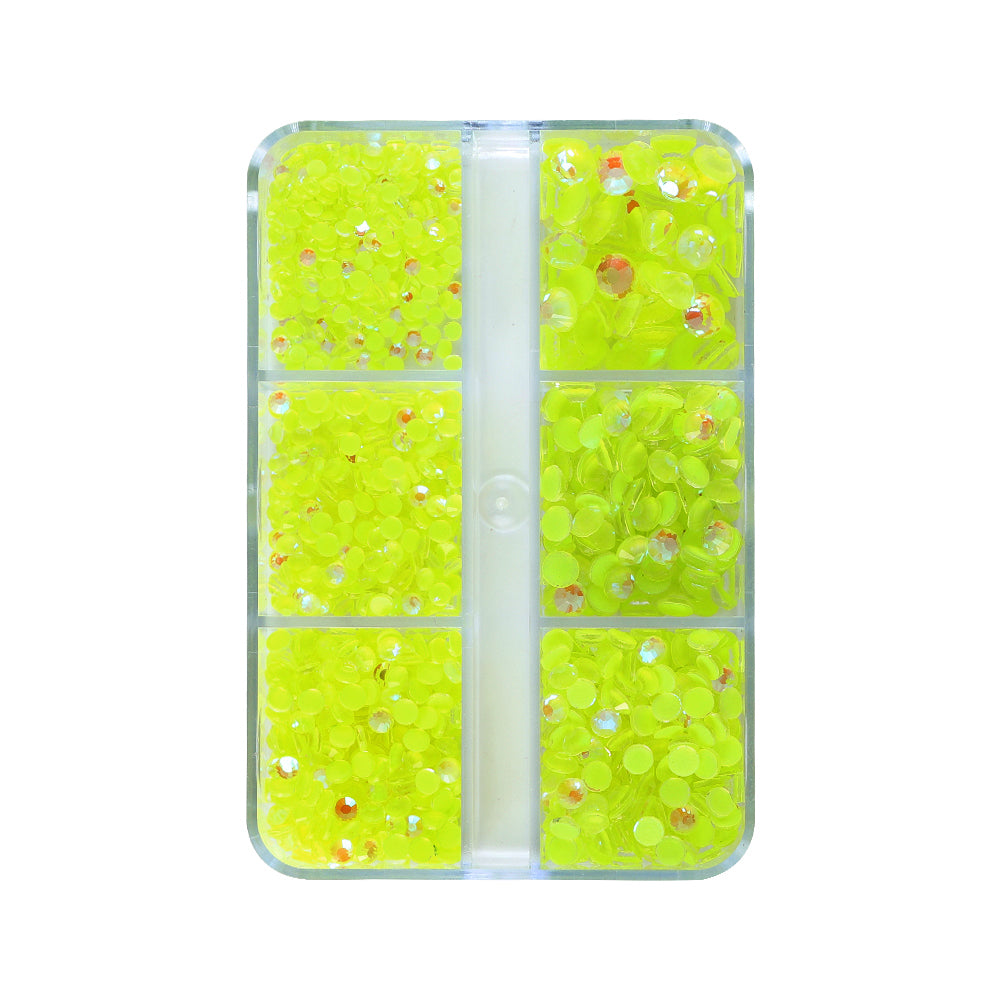 Mixed Sizes 6 Grid Box Mocha Shimmer Citrine Glass FlatBack Rhinestones For Nail Art WholesaleRhinestone Main image
