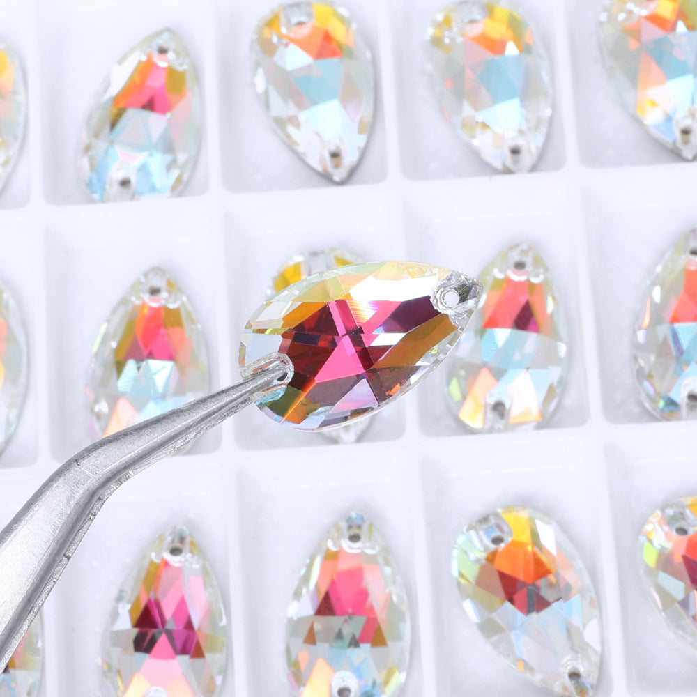 Light Crystal AB Drop Shape High Quality Glass Sew-on Rhinestones WholesaleRhinestone
