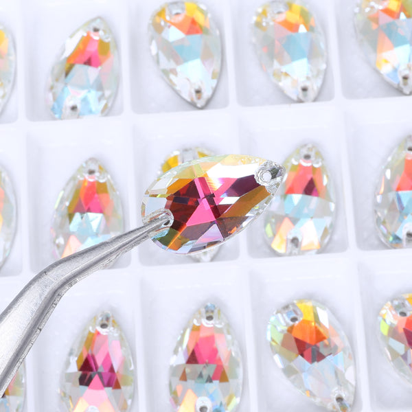 Light Crystal AB Drop Shape High Quality Glass Sew-on Rhinestones WholesaleRhinestone