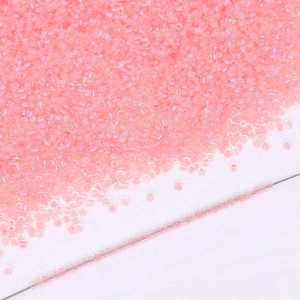 Transparent Color Lined Pink Hight Quality Glass Cylinder Seed Beads 1.6 MM Size DJS5005 WholesaleRhinestone