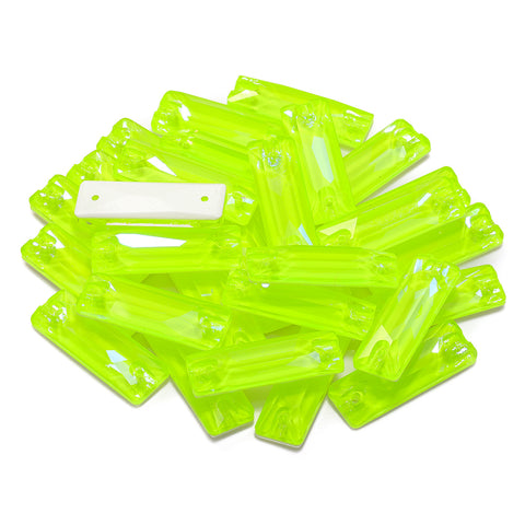 NEON ELETTRICO JONQUIL BAGUETTE COSMIC Forma Shinestone di cucitura in vetro di alta qualità Immagine secondaria del prodotto