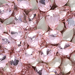 Pink Pear Shape Glass Pointed Back Fancy Rhinestones