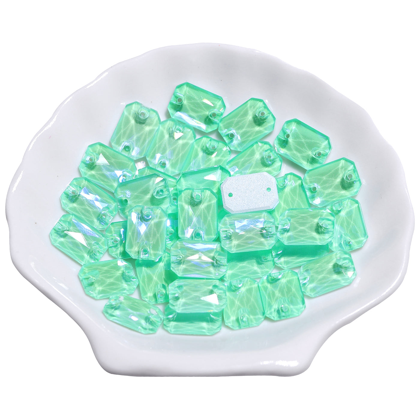 Electric Neon Greenwrap Octagon Shape High Quality Glass Sew-on Rhinestones