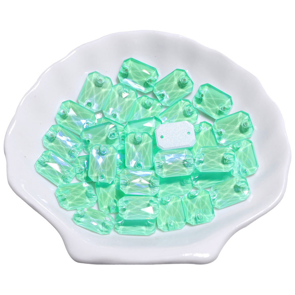 Electric Neon Greenwrap Octagon Shape High Quality Glass Sew-on Rhinestones WholesaleRhinestone