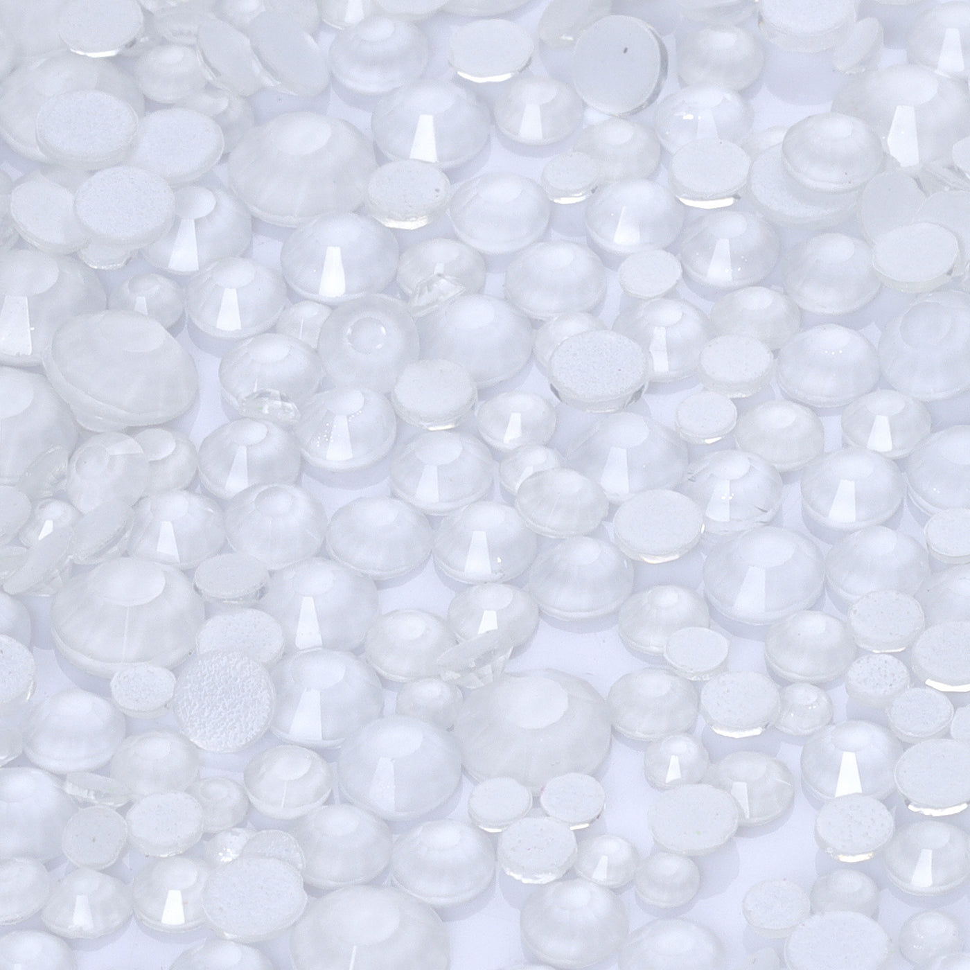 Mixed Sizes Mocha Neon White Glass Flat Back Rhinestones For Nail Art