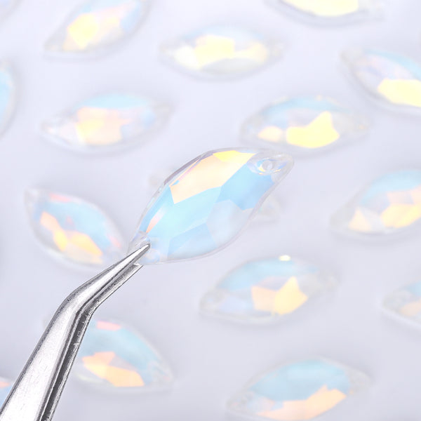 Crystal AM Diamond Leaf Shape High Quality Glass Sew-on Rhinestones WholesaleRhinestone
