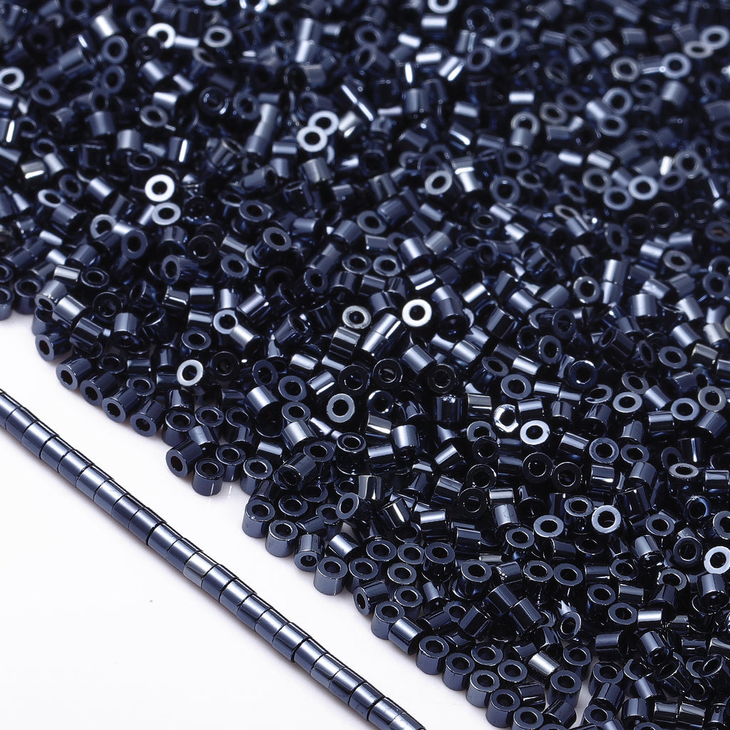 Metallic Dark Blue Luster Color Hight Quality Glass Cylinder Seed Beads 1.6 MM Size JS3003 WholesaleRhinestone