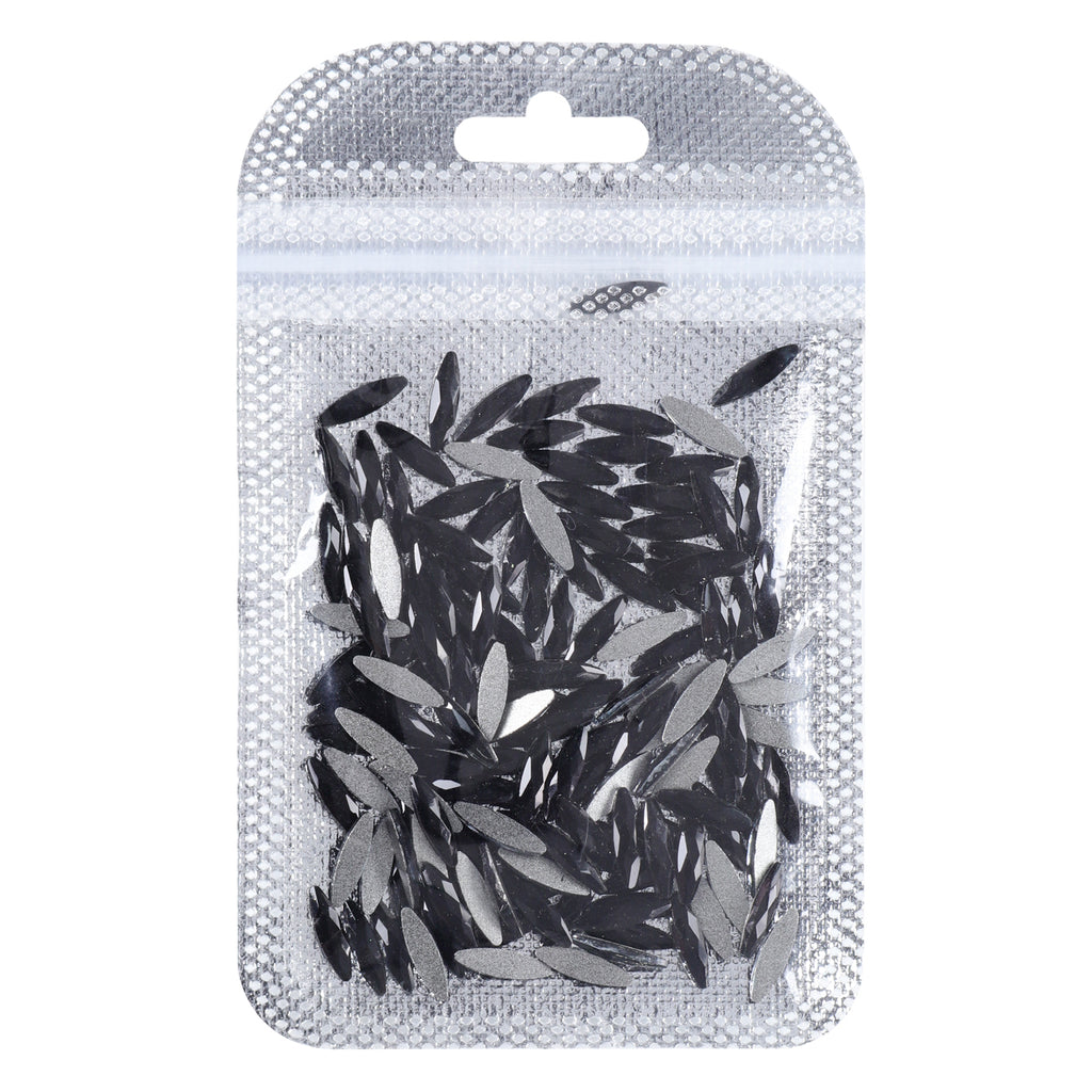 Navette Shape Black Flat Back Fancy Rhinestones