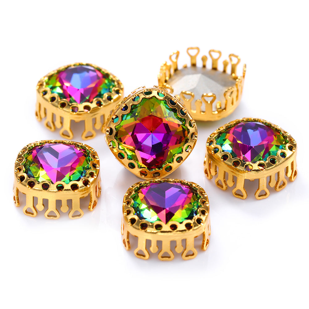 Volcano Cushion Square Shape High-Quality Glass Sew-on Nest Hollow Claw Rhinestones WholesaleRhinestone