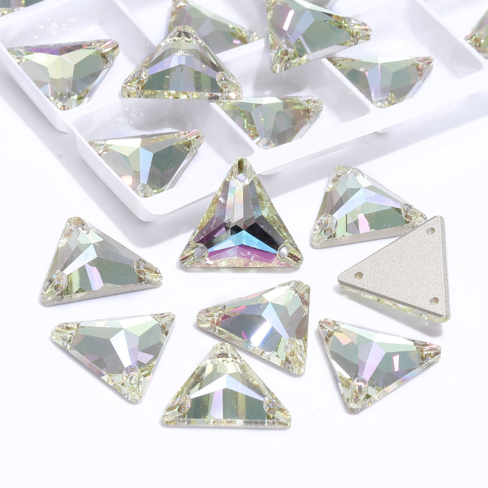 Luminous Green Triangle Shape High Quality Glass Sew-on Rhinestones