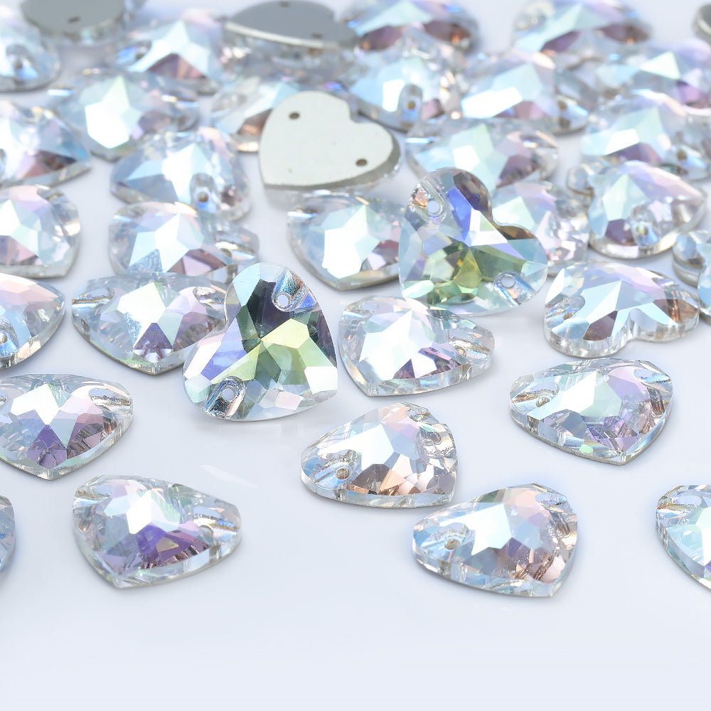Crystal Transmission Heart Shape High Quality Glass Sew-on Rhinestones WholesaleRhinestone