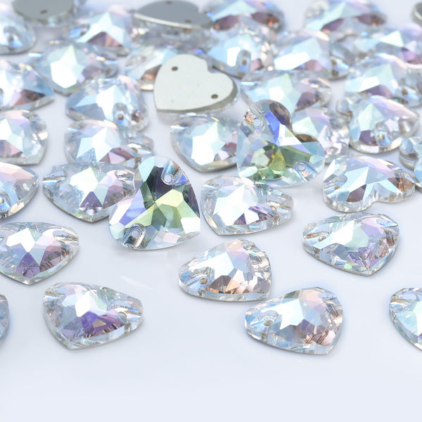Crystal Transmission Heart Shape High Quality Glass Sew-on Rhinestones WholesaleRhinestone