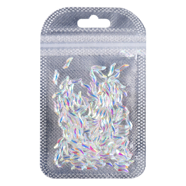 Wave Shape Crystal AB Unfoiled Flat Back Fancy Rhinestones
