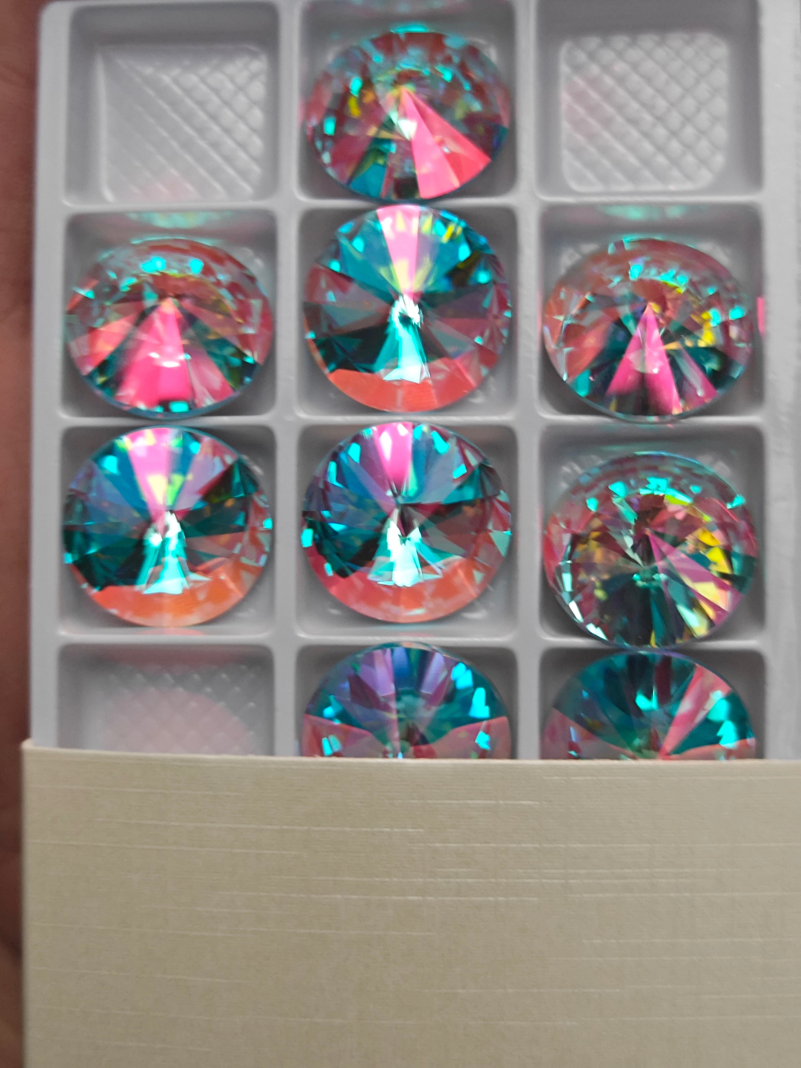 New colors Rivoli Shape High Quality Glass Pointed Back Fancy Rhinestones WholesaleRhinestone