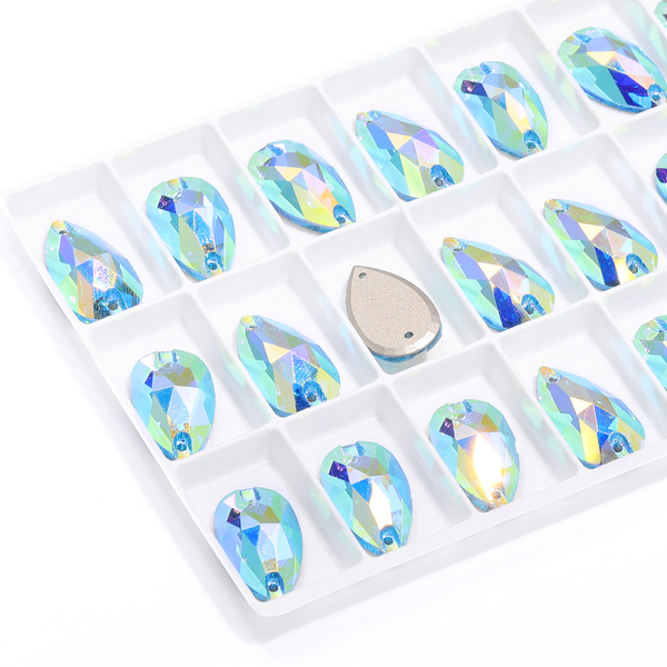 Aquamarine AB Drop Shape High Quality Glass Sew-on Rhinestones WholesaleRhinestone