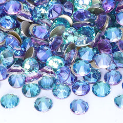 Blue Fairy Glass Flat Back Glue-On Rhinestones 16 Cut Facets