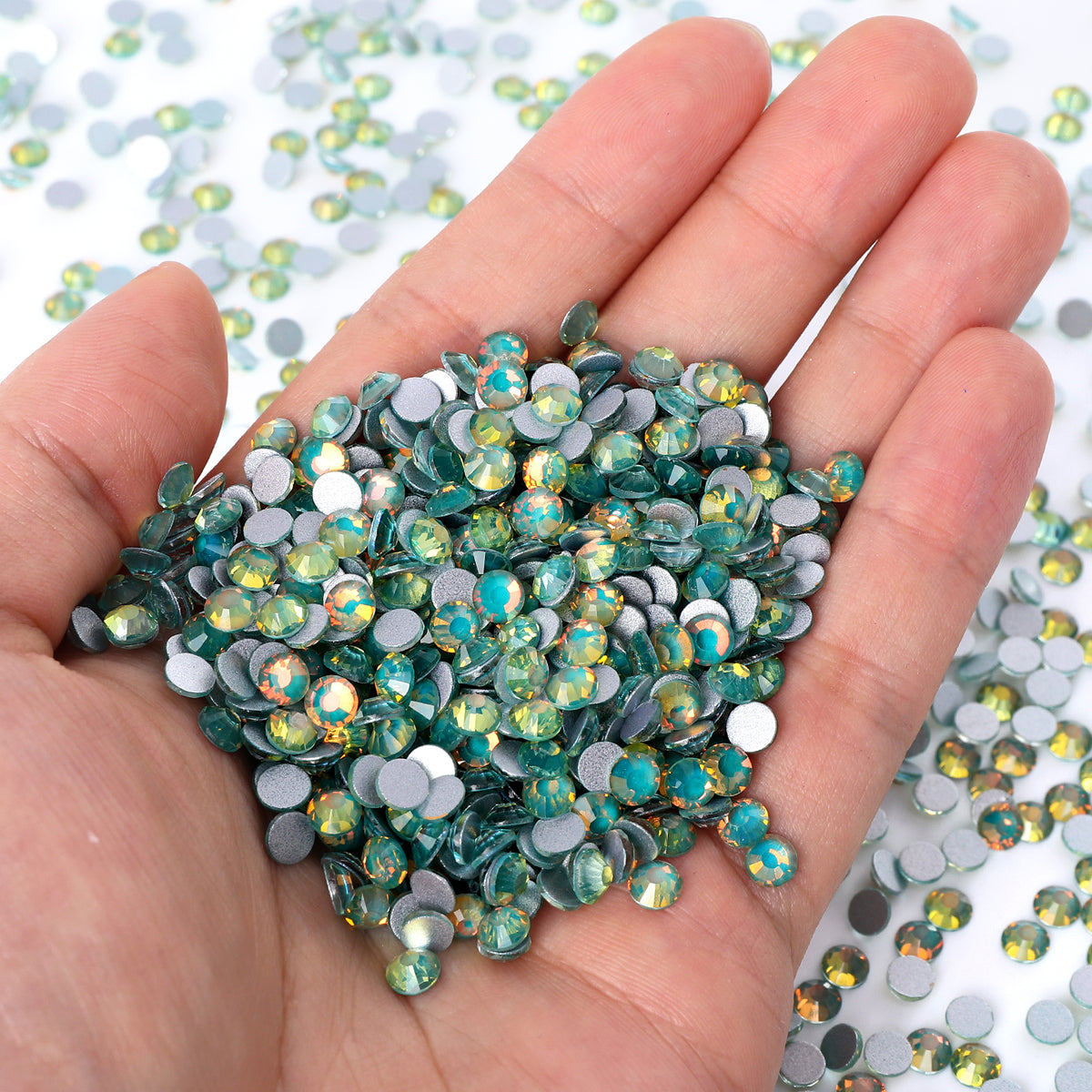 Flashing Dark Green Glass FlatBack Rhinestones Silver Back WholesaleRhinestone