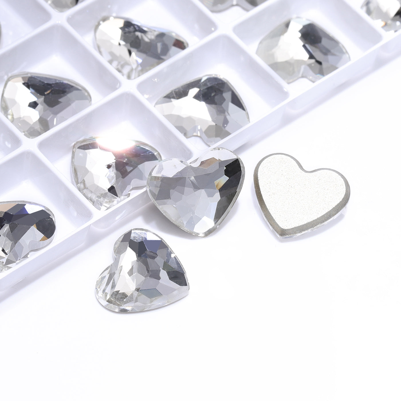 Crystal Heart Shape High Quality Glass Beveled Flat Back Rhinestones