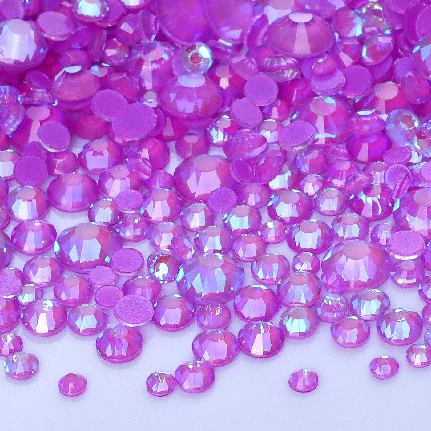 Mixed Sizes Mocha Shimmer Dk Purple Glass Flat Back Rhinestones For Nail Art