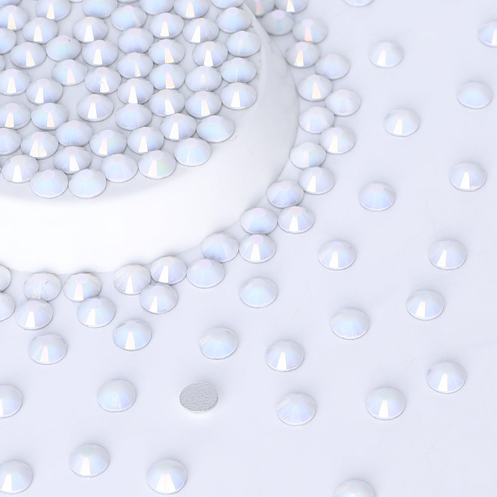Starlight White Porcelain Glass FlatBack Rhinestones Silver Back WholesaleRhinestone