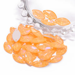 Electric Neon Sunflower Navette Shape High Quality Glass Sew-on Rhinestones