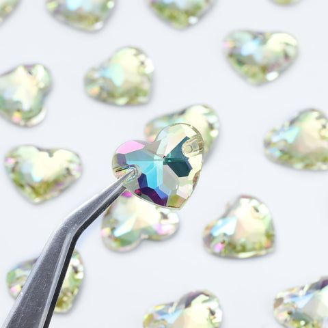 Crystal Phantom Heart Shape High Quality Glass Sew-on Rhinestones