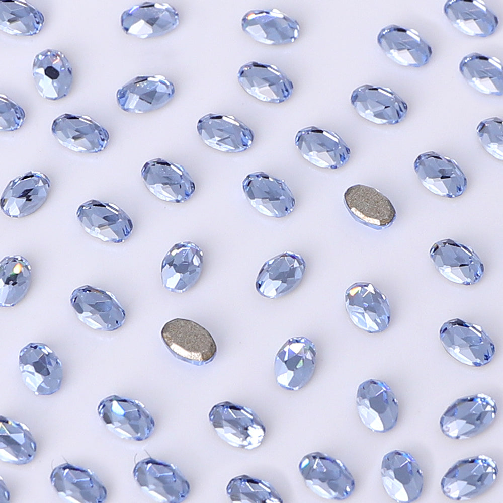 Oval Shape Multi Colors Small Size Glass Beveled Flat Back Fancy Rhinestones For Nail Art WholesaleRhinestone