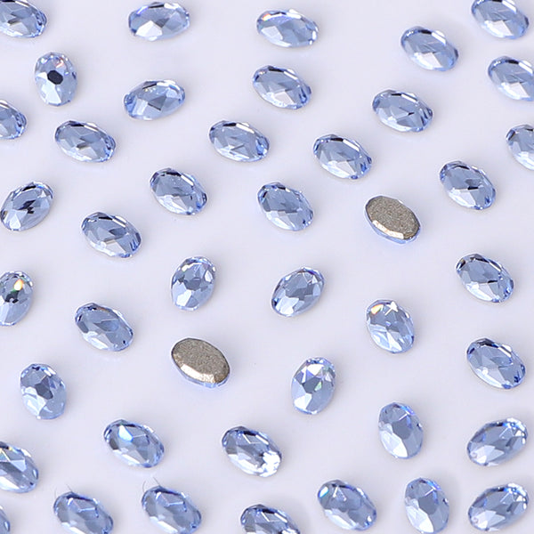Oval Shape Multi Colors Small Size Glass Beveled Flat Back Fancy Rhinestones For Nail Art WholesaleRhinestone