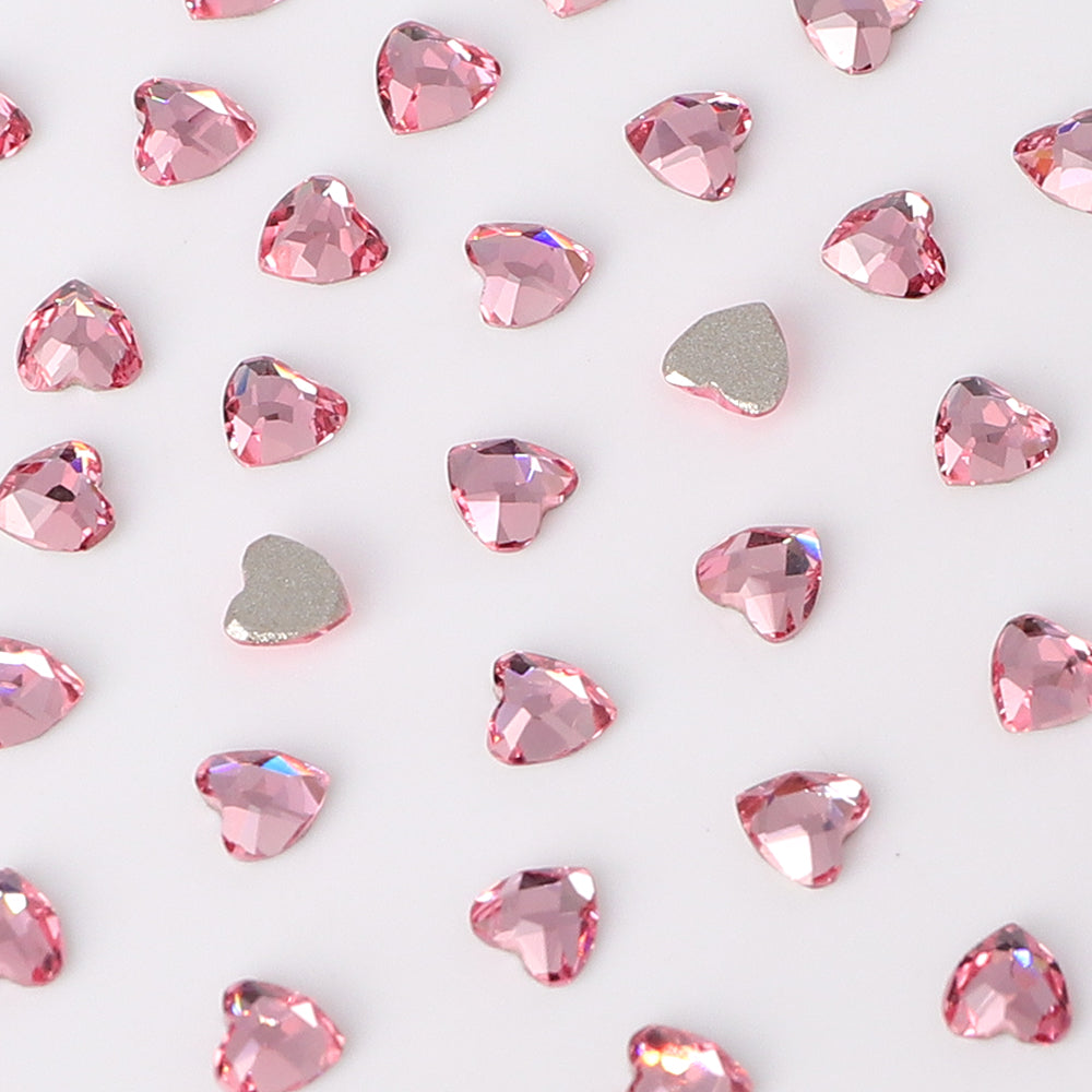 Heart Shape Multi Colors Small Size Glass Beveled Flat Back Fancy Rhinestones For Nail Art WholesaleRhinestone