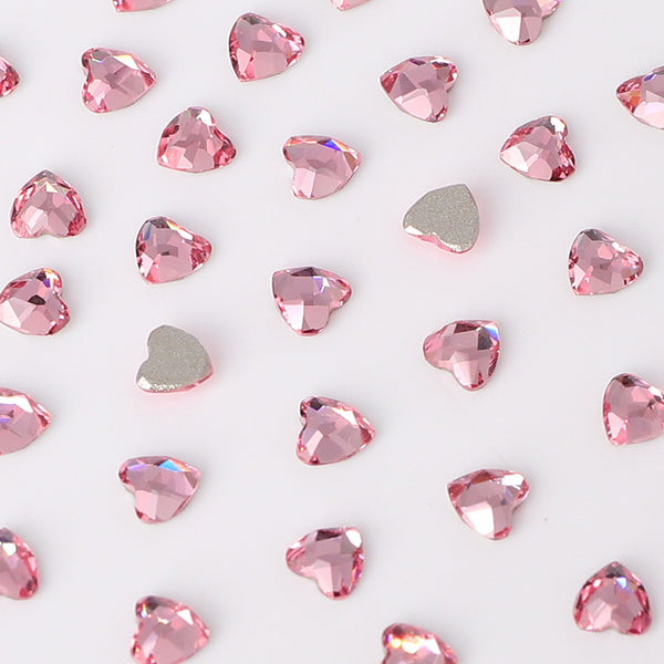 Heart Shape Multi Colors Small Size Glass Beveled Flat Back Fancy Rhinestones For Nail Art WholesaleRhinestone