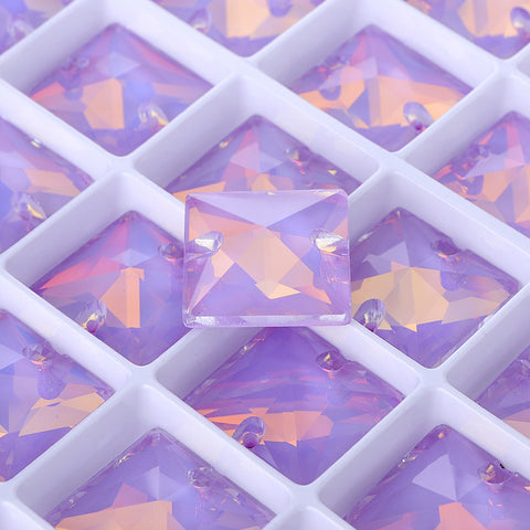 Lavender AM Square Shape High Quality Glass Sew-on Rhinestones