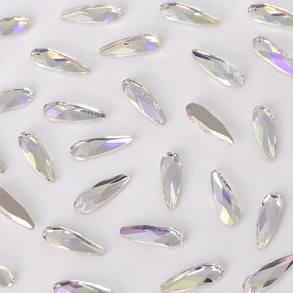 Raindrop Shape Multi Colors Small Size Glass Beveled Flat Back Fancy Rhinestones For Nail Art WholesaleRhinestone