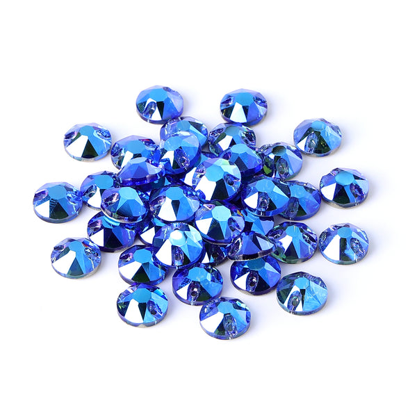 Light Sapphire Shimmer XIRIUS Round Shape High Quality Glass Sew-on Rhinestones WholesaleRhinestone