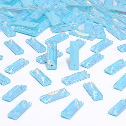Aquamarine AM Cosmic Baguette Shape High Quality Glass Sew-on Rhinestones
