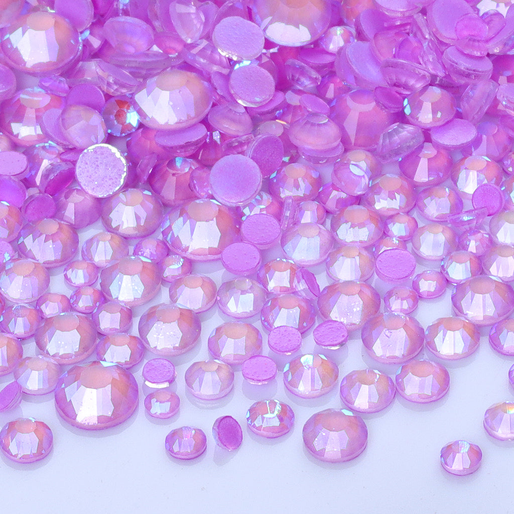 Mixed Sizes Mocha Shimmer Lt Purple Glass Flat Back Rhinestones For Nail Art WholesaleRhinestone
