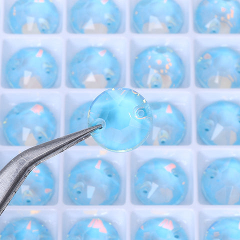 Aquamarine AM XIRIUS Round Shape High Quality Glass Sew-on Rhinestones