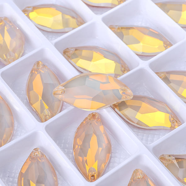 Silk AM Diamond Leaf Shape High Quality Glass Sew-on Rhinestones WholesaleRhinestone
