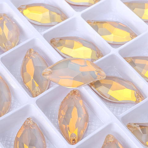Silk AM Diamond Leaf Shape High Quality Glass Sew-on Rhinestones