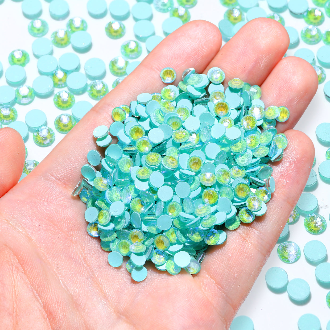 Neon Turquoise AB Glass FlatBack Neon Rhinestones