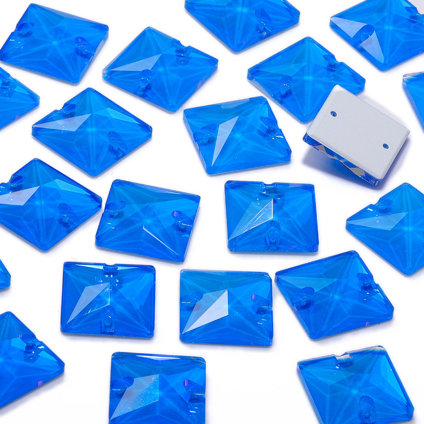 Electric Neon Blue Square Shape High Quality Glass Sew-on Rhinestones Secondary image