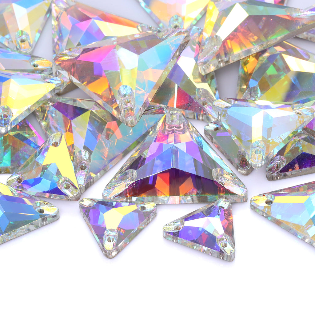 Mixed Sizes Crystal AB Triangle Shape High Quality Glass Sew-on Rhinestones WholesaleRhinestone