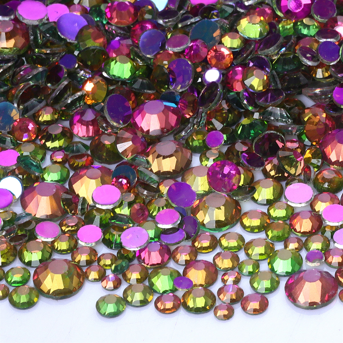 Mixed Sizes Aurora Rainbow Glass Flat Back Rhinestones For Nail Art WholesaleRhinestone