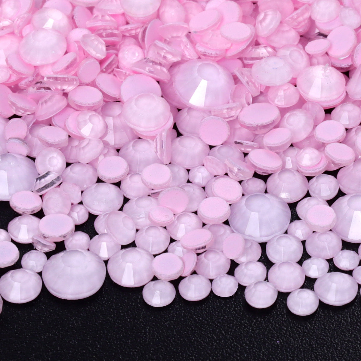 Mixed Sizes Neon Pink Snowy White Glass Flat Back Rhinestones For Nail Art WholesaleRhinestone