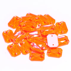 Electric Neon Orange Yellow Octagon Shape High Quality Glass Sew-on Rhinestones