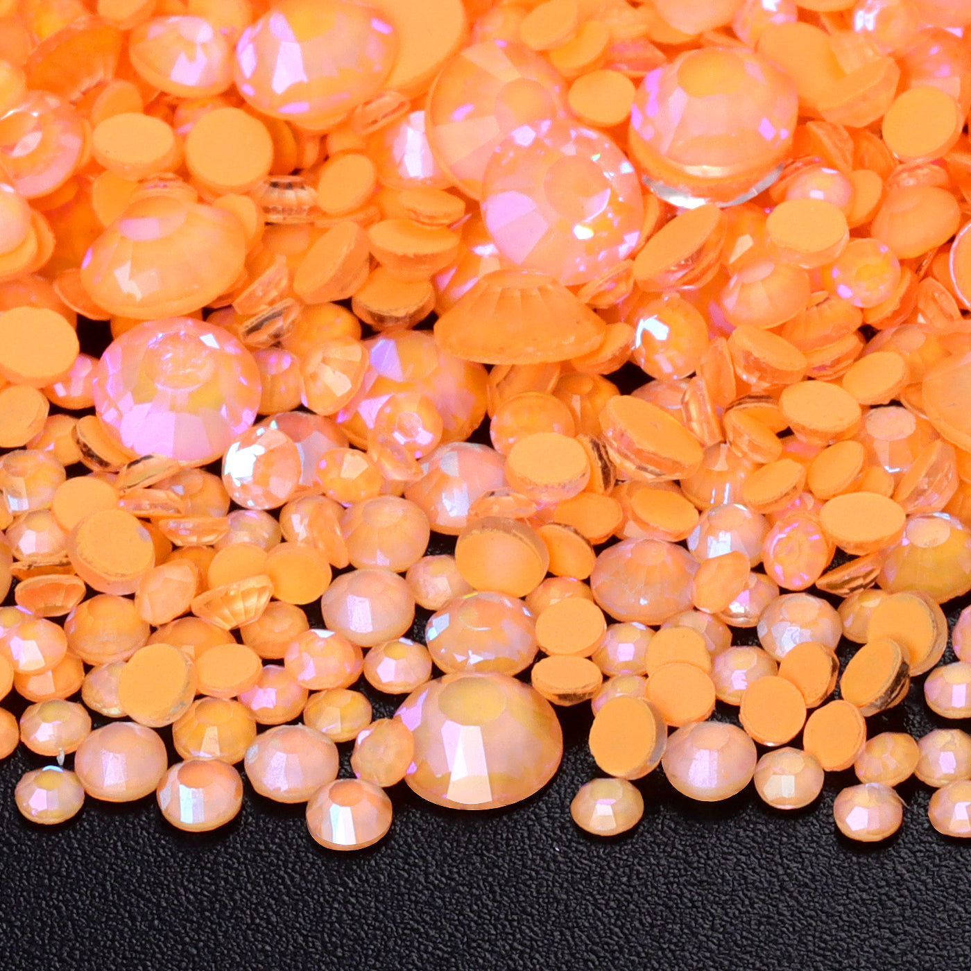Mixed Sizes Neon Coral Orange AB Glass Flat Back Rhinestones For Nail Art WholesaleRhinestone