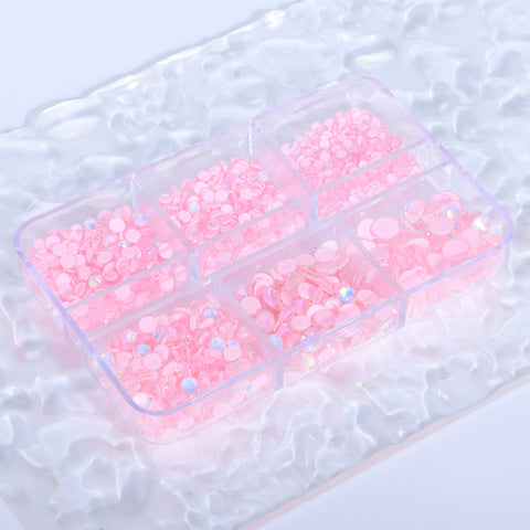 Gemischte Größen 6 Gitterbox Mocha Opal Lt Pink Glass Flachback -Strass für Nagelkunst Zweitbild