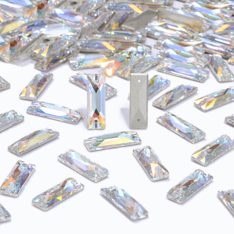 Light Crystal AB Cosmic Baguette Shape High Quality Glass Sew-on Rhinestones