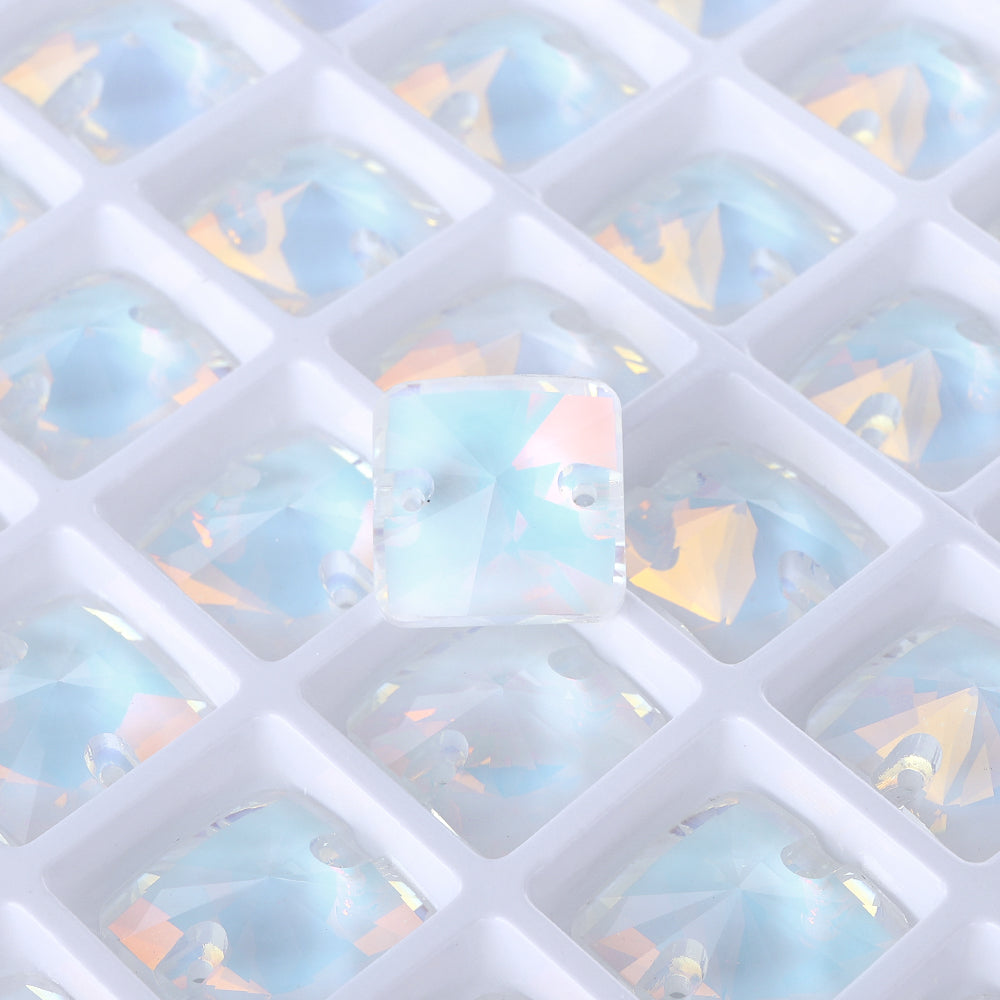 Crystal AM Rivoli Square Shape High Quality Glass Sew-on Rhinestones
