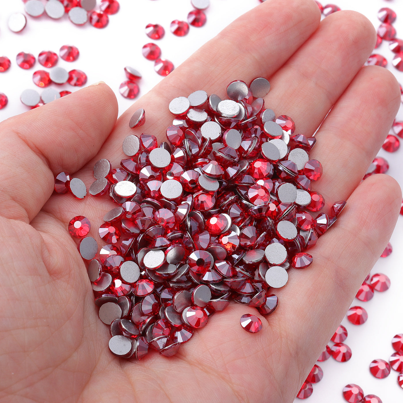 Star Siam Glass Flatback -Strass Silber Rücken