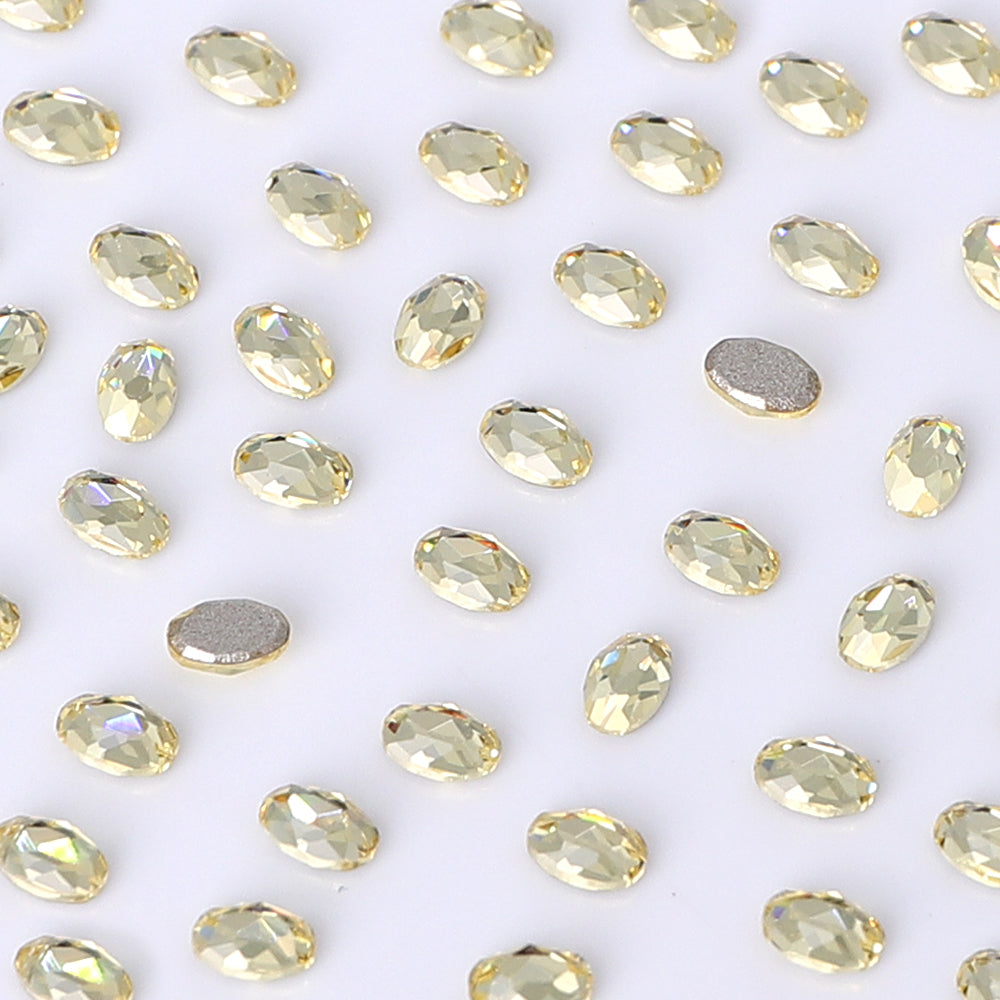 Oval Shape Multi Colors Small Size Glass Beveled Flat Back Fancy Rhinestones For Nail Art WholesaleRhinestone